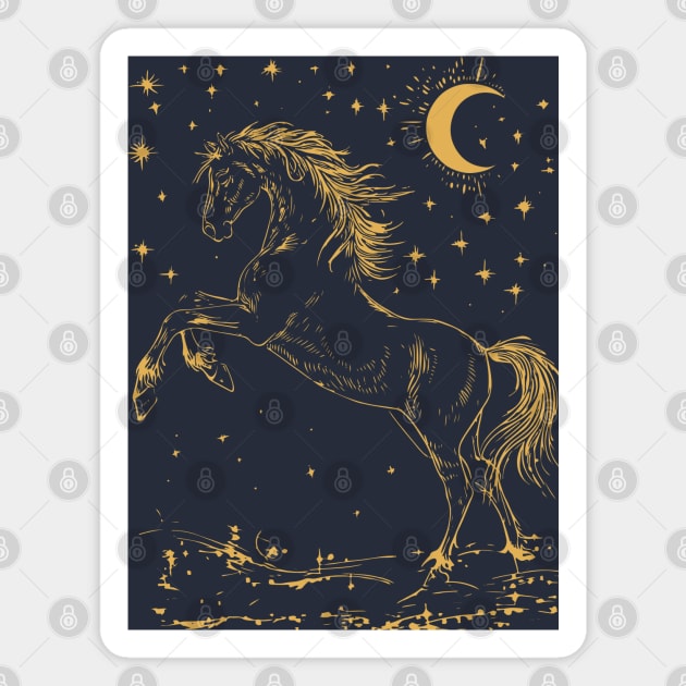 Celestial Horse in Motion – Wild Spirit Under the Stars Magnet by TuncGK